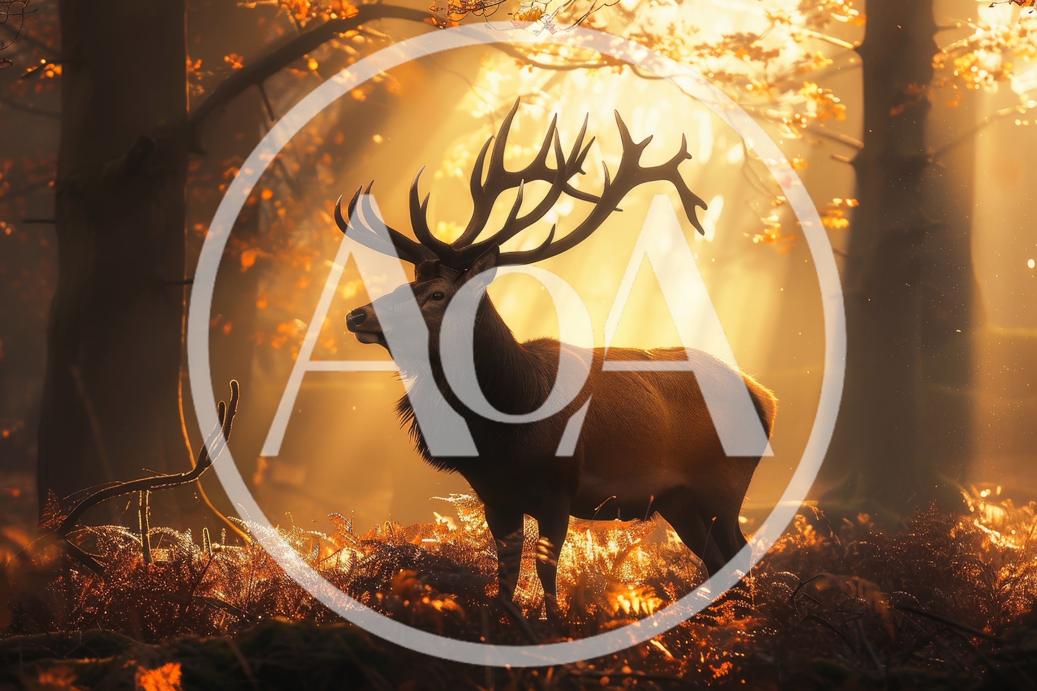 Majestic Elk Standing in Golden Autumn Forest