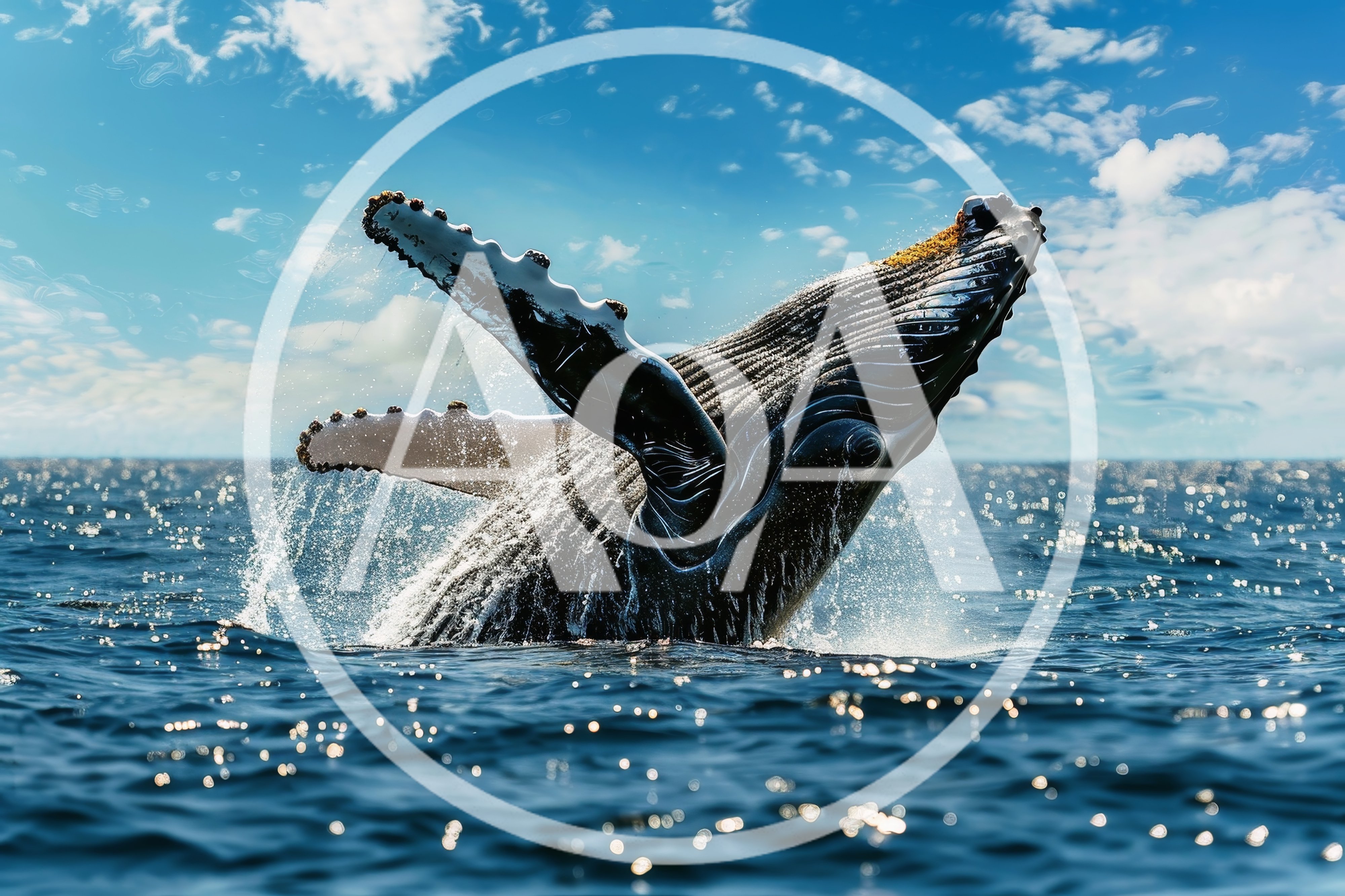 Humpback Whale Breaching Above The Ocean Surface