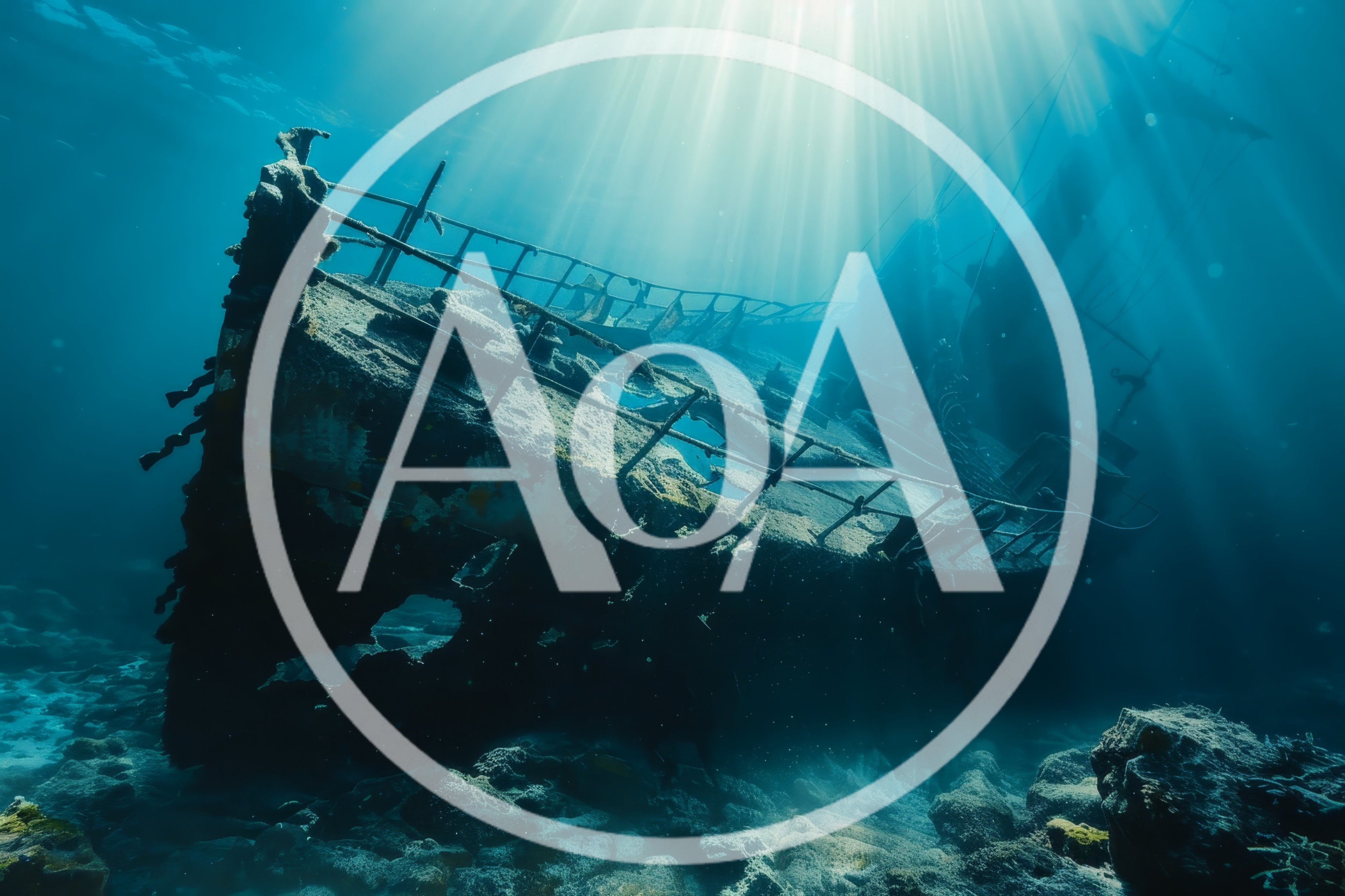 Sunken Shipwreck Resting On The Ocean Floor
