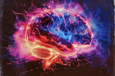 Glowing Human Brain Digital Art Illustration