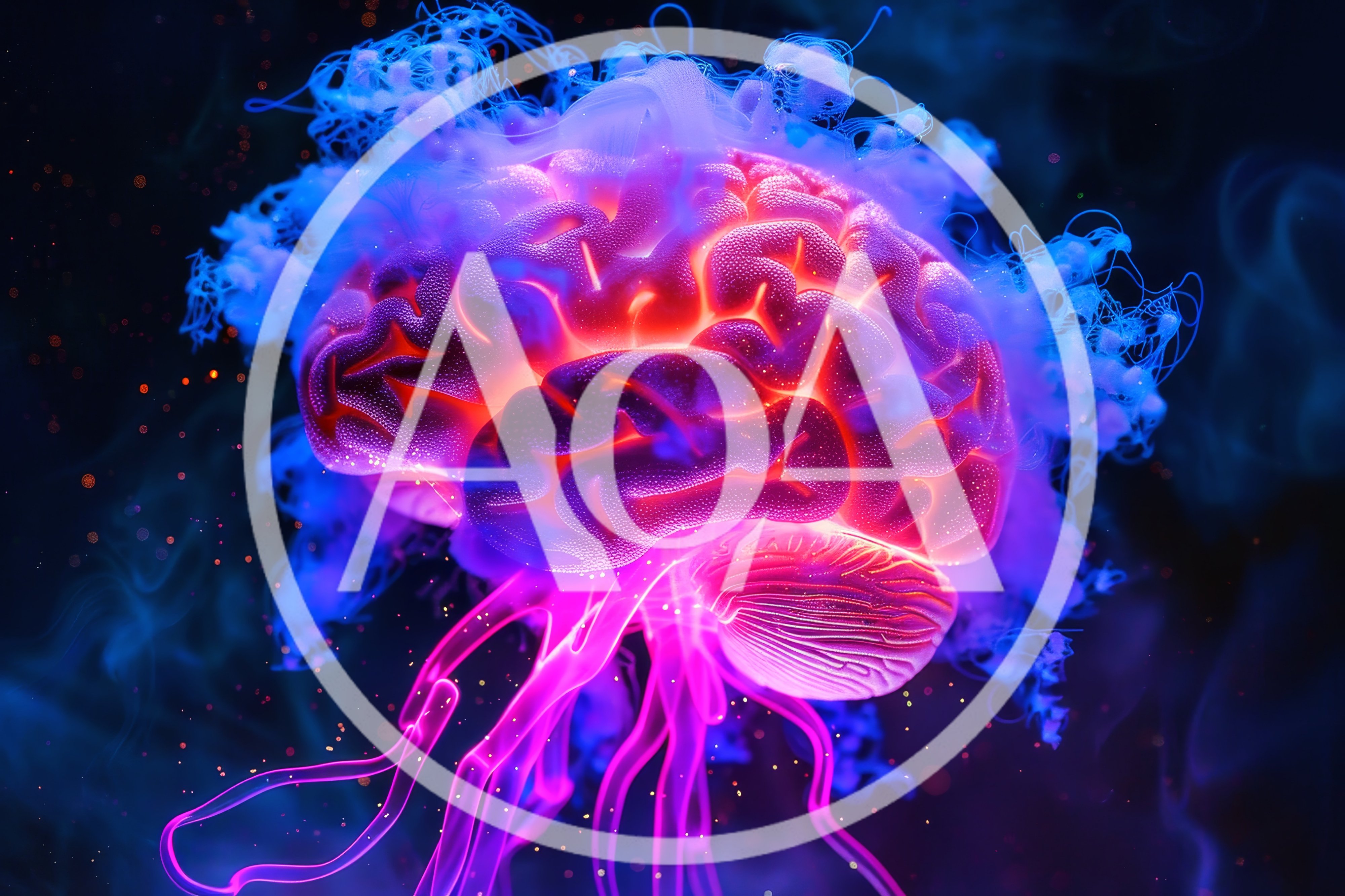 Glowing Bioluminescent Brain Jellyfish Hybrid Concept