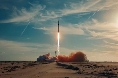 SpaceX Falcon 9 Rocket Launching From Desert Launchpad