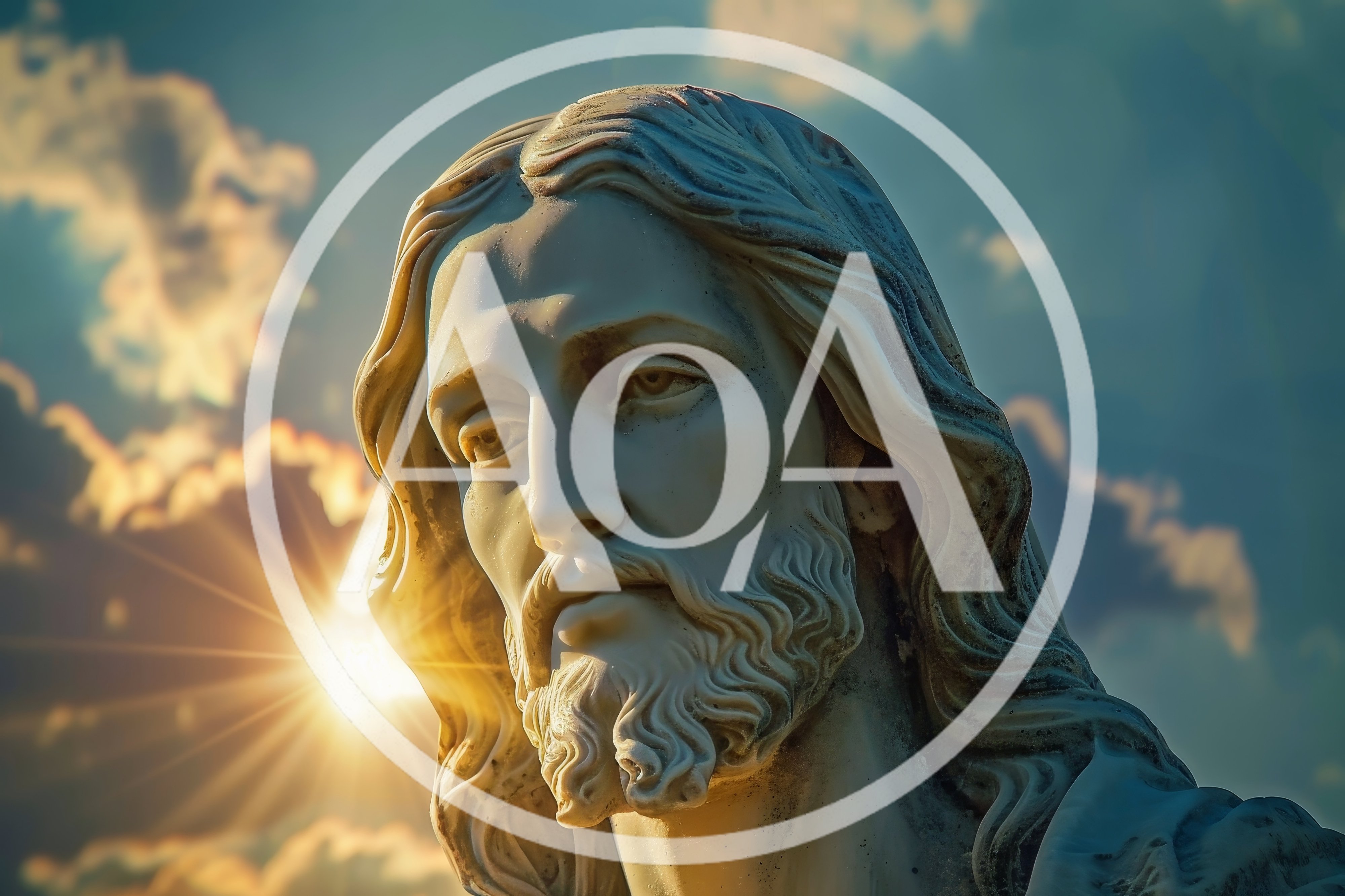 Marble Statue Of Jesus Christ Against Sunset Sky