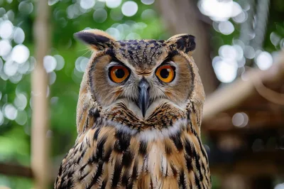 Close Up Portrait Of A Great Horned Owl
