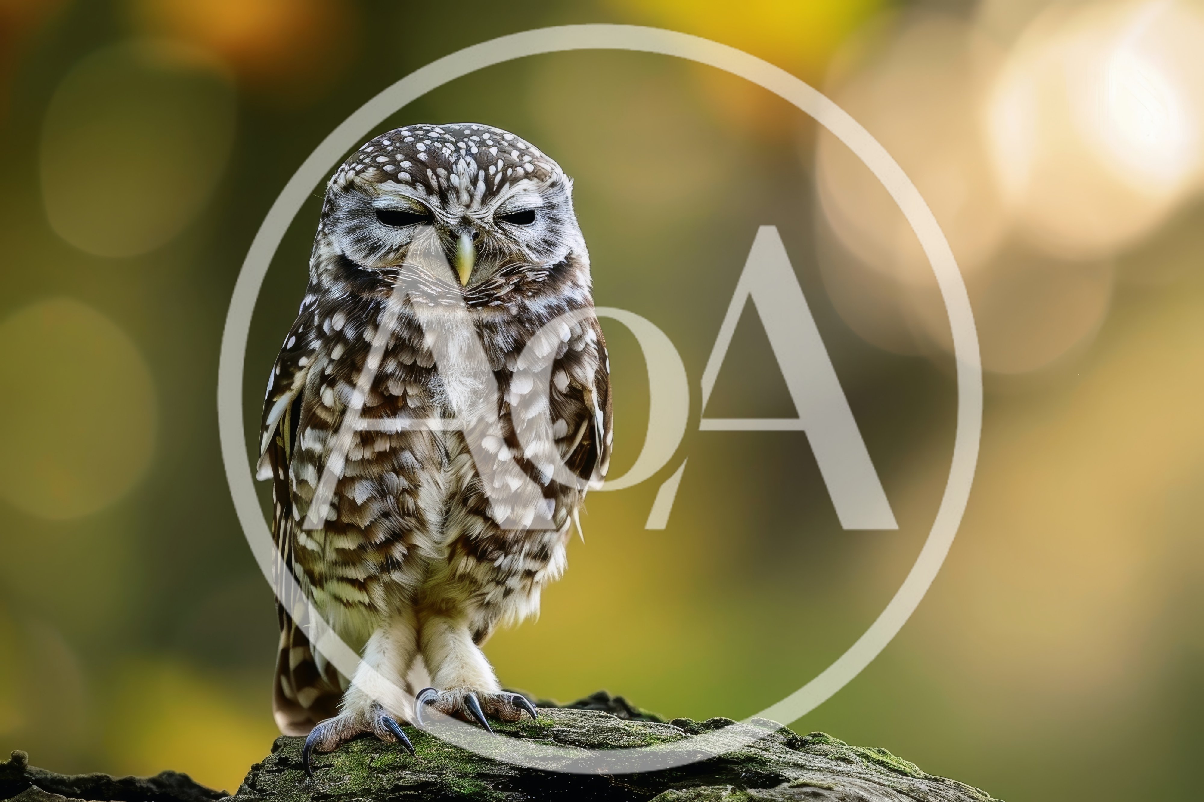 Burrowing Owl Perched on Mossy Branch