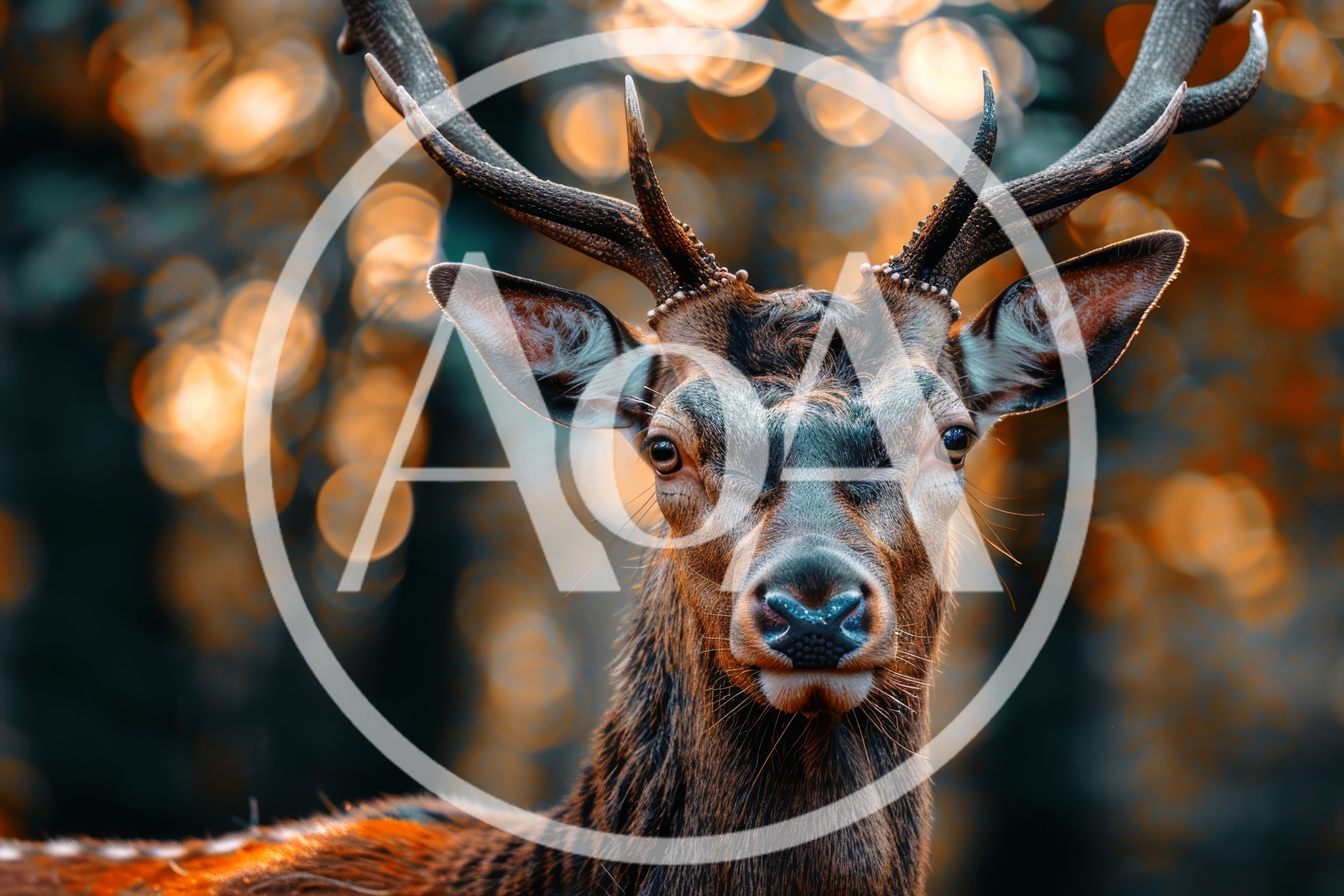 Majestic Red Deer Stag Portrait In Autumn Forest
