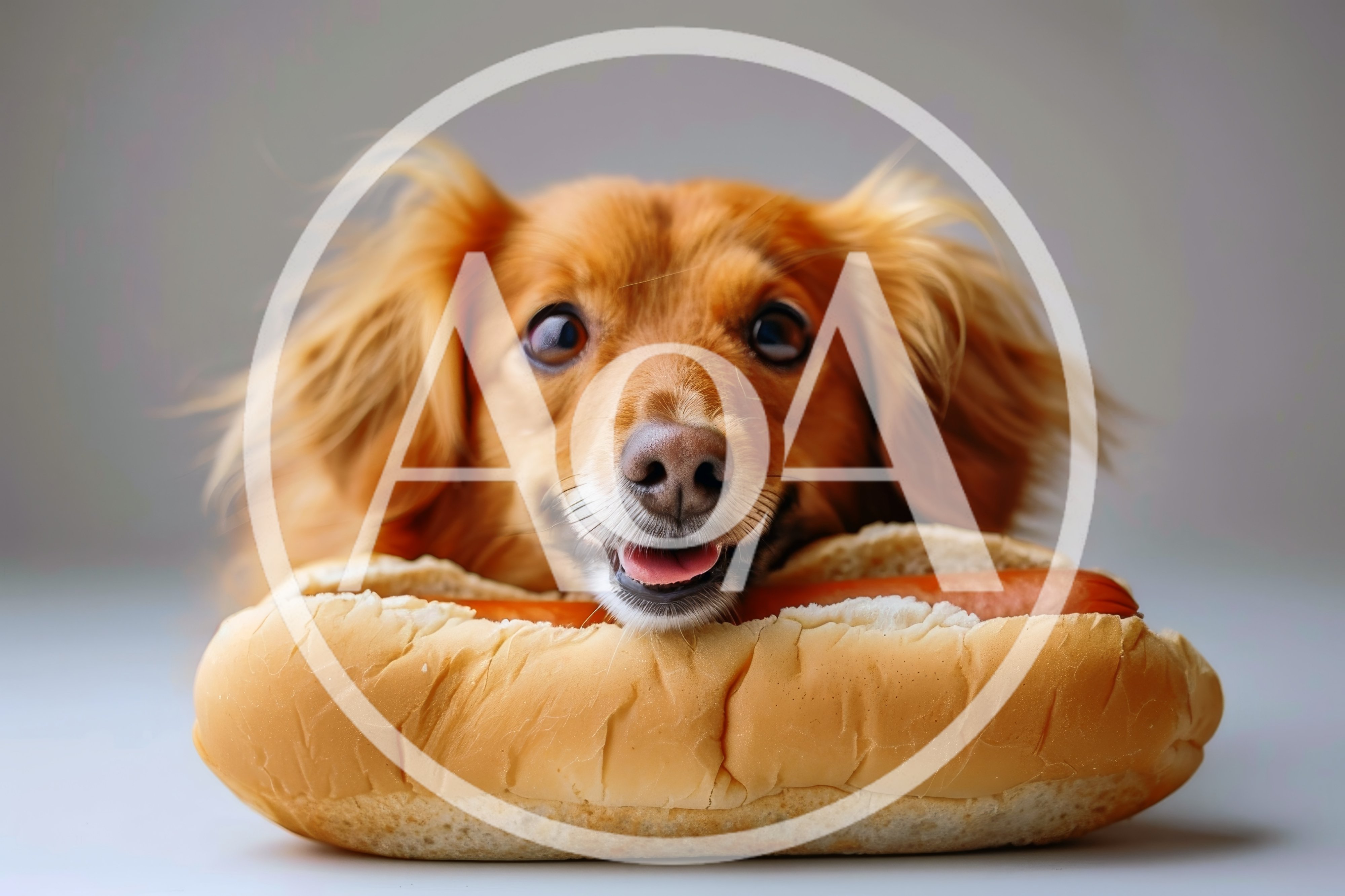 Cute Long Haired Dog With A Hot Dog