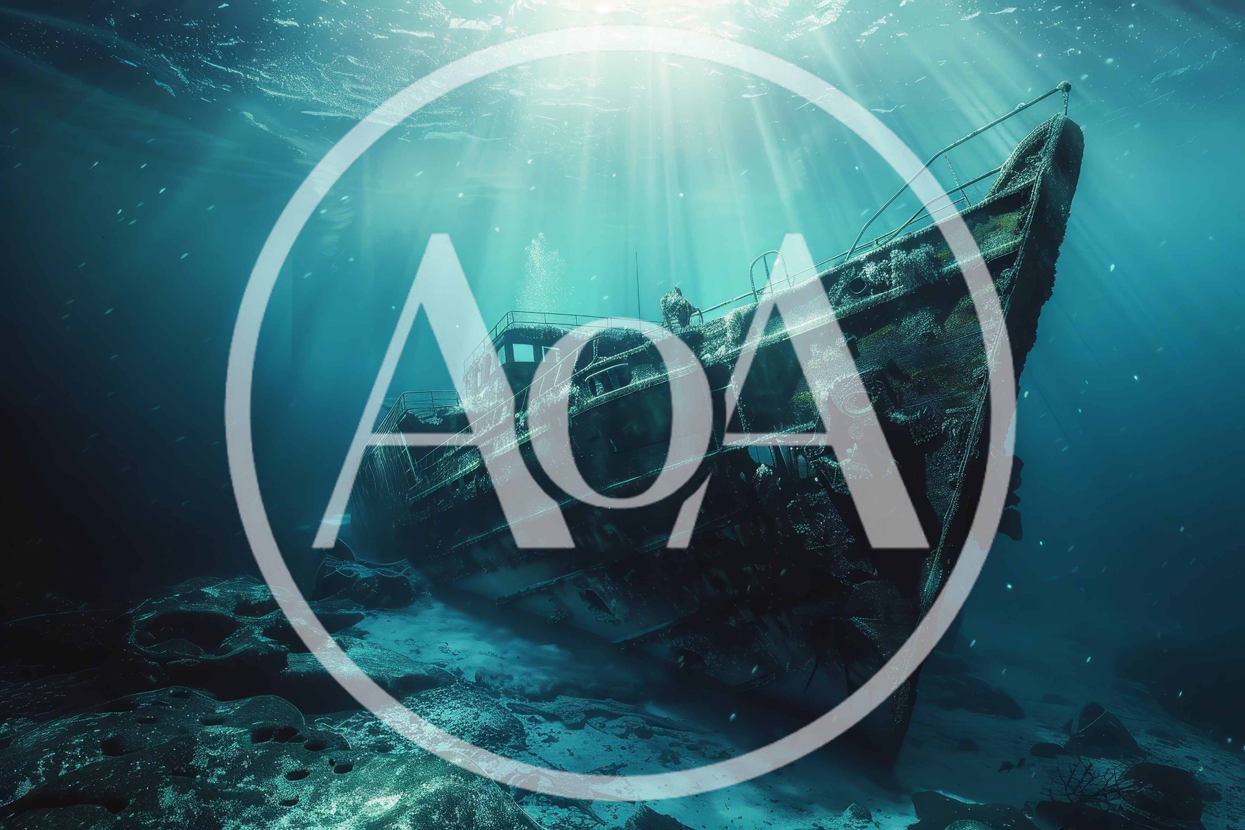 Sunken Shipwreck Resting On The Ocean Floor