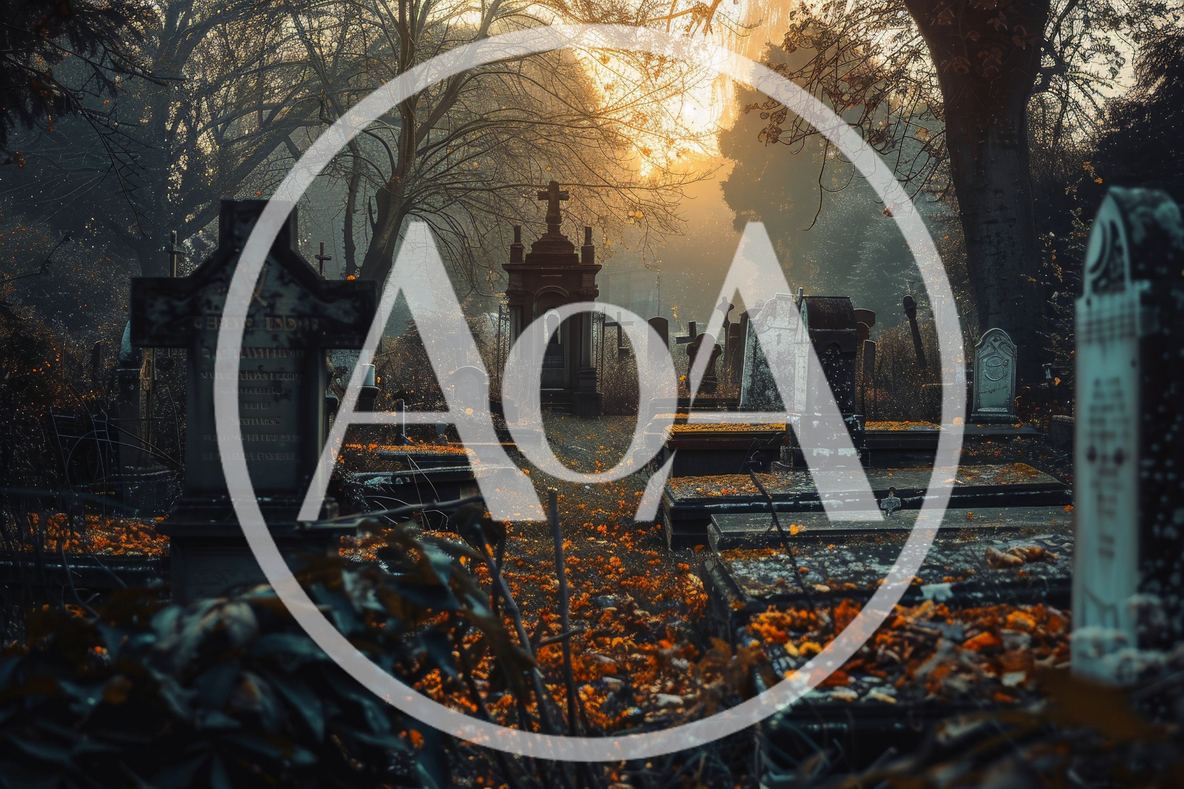 Atmospheric Graveyard Scene At Sunset