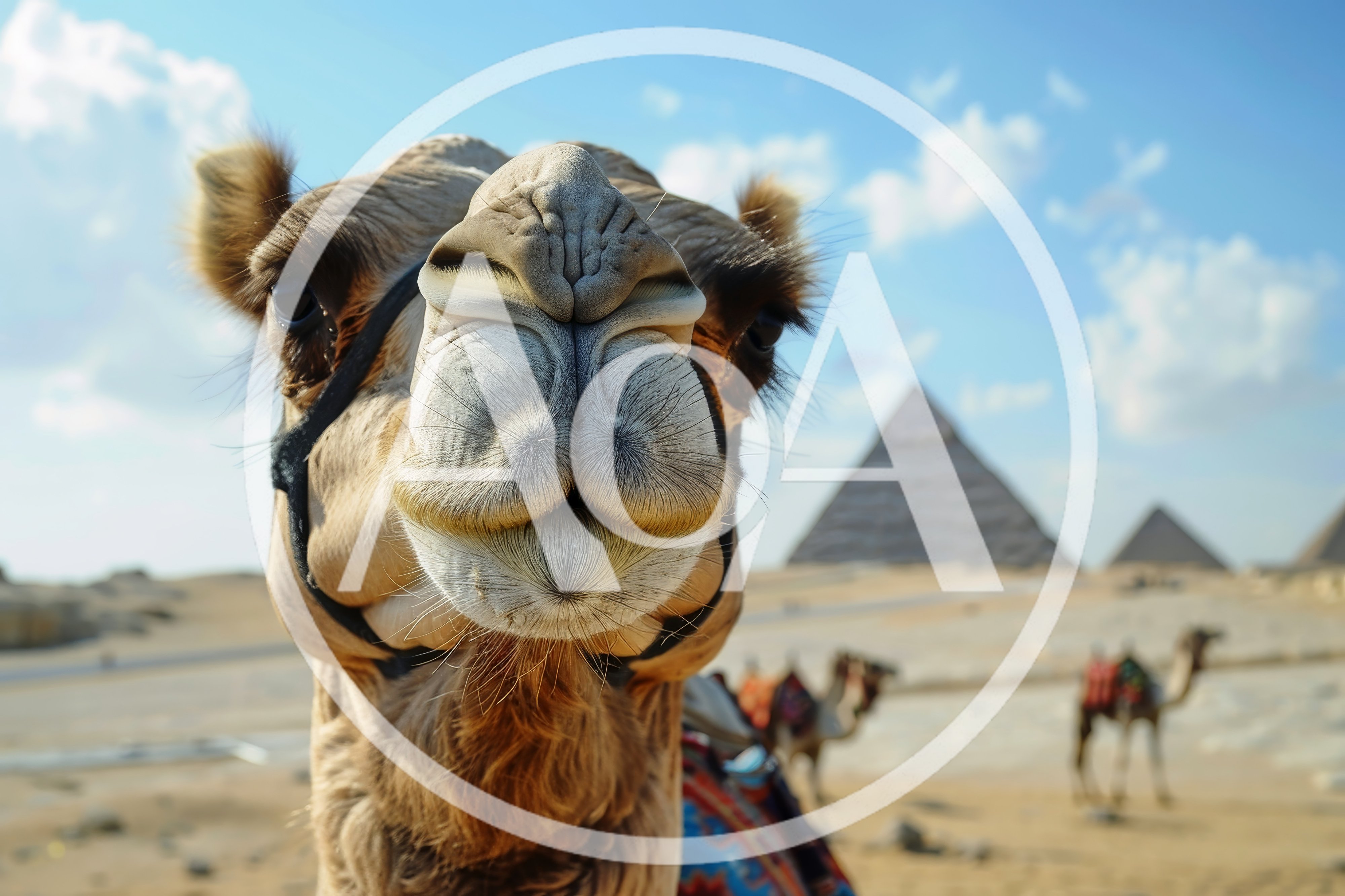 Close Up Portrait Of A Camel At The Giza Pyramids