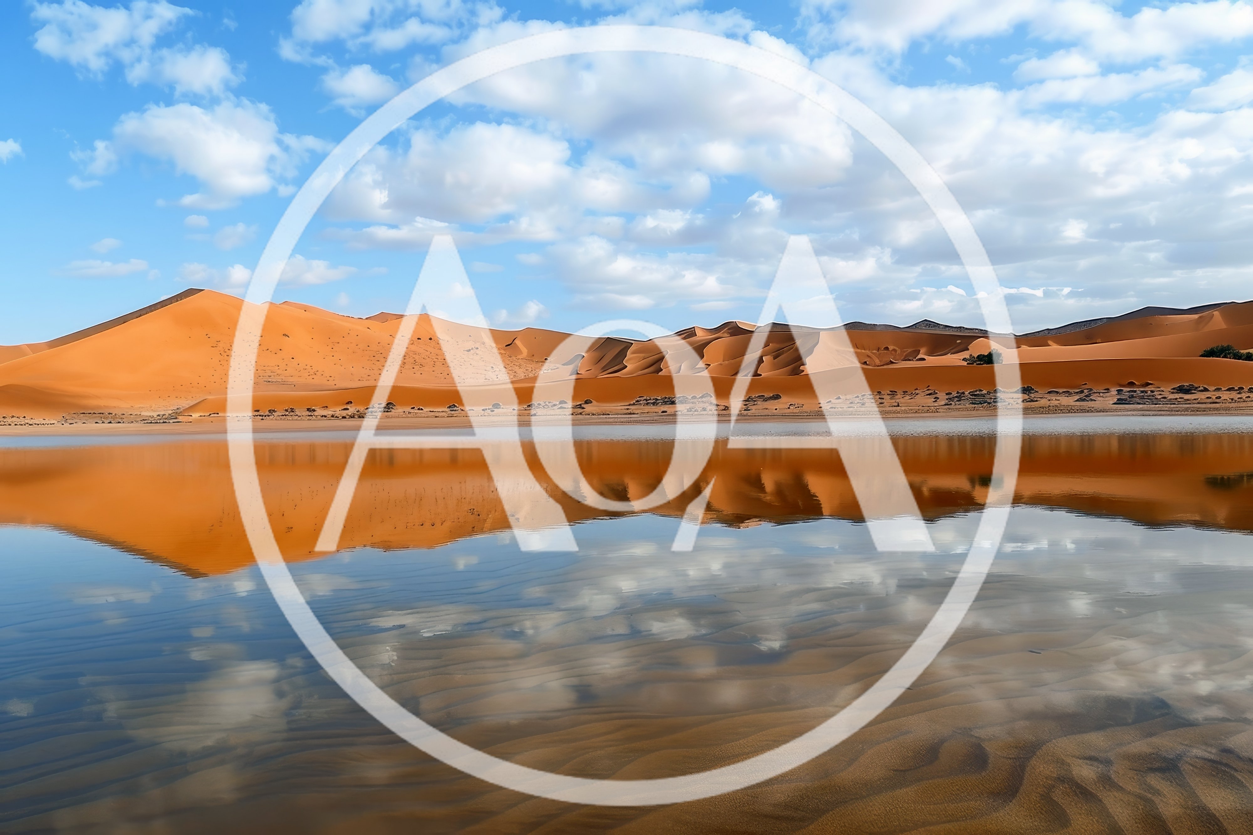 Reflective Water Pool Beneath Namib Desert Sand Dunes