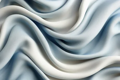 Abstract Background of Flowing Blue and White Silk Fabric