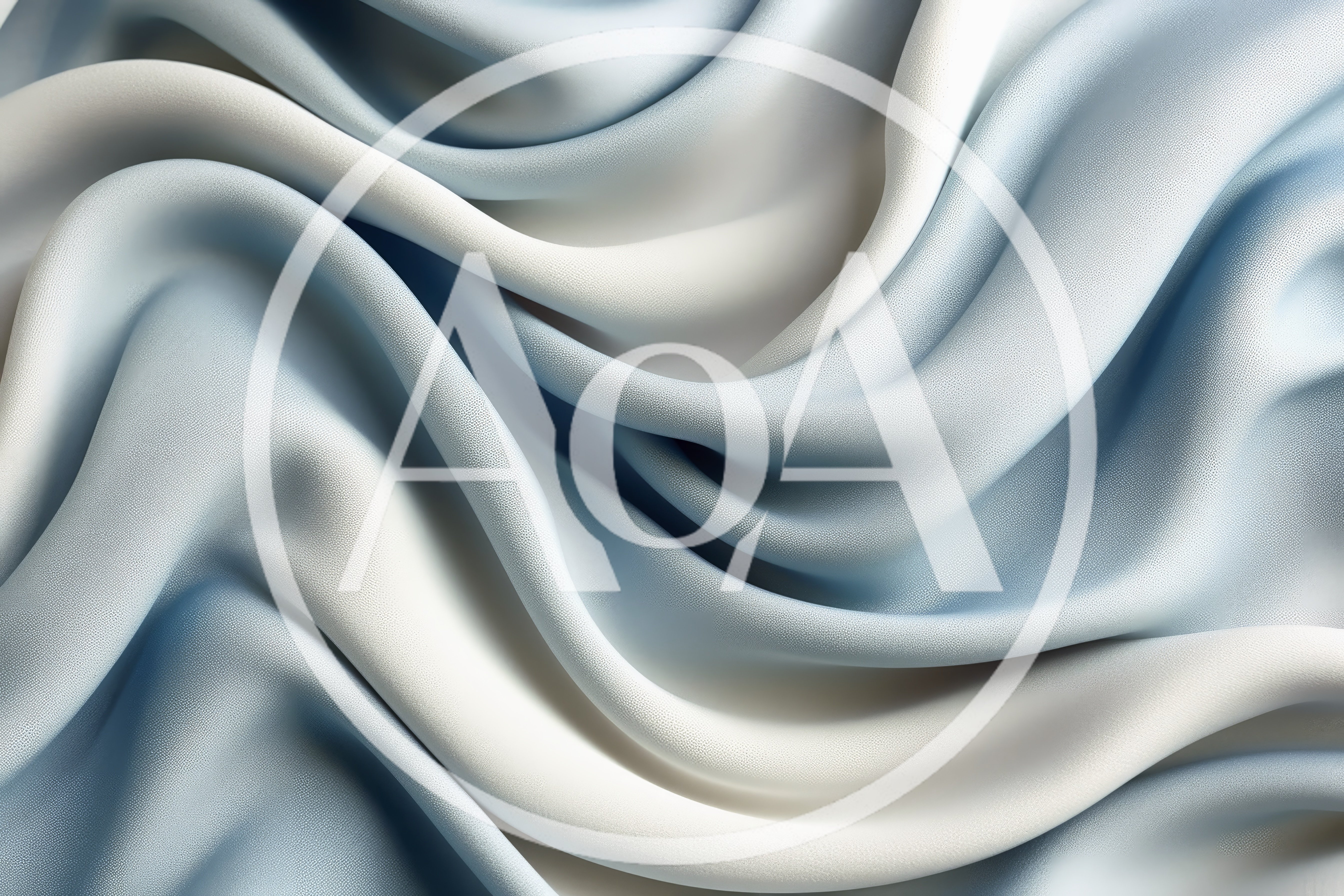 Abstract Background of Flowing Blue and White Silk Fabric