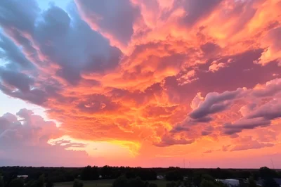 Vibrant Sunset Sky Over A Dark Forest Horizon