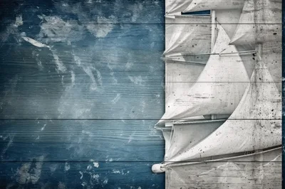 Abstract Nautical Background With Sailboat And Wooden Texture