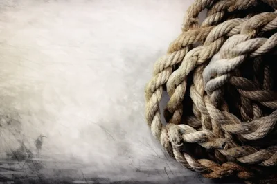 Coiled Weathered Rope on Textured Background