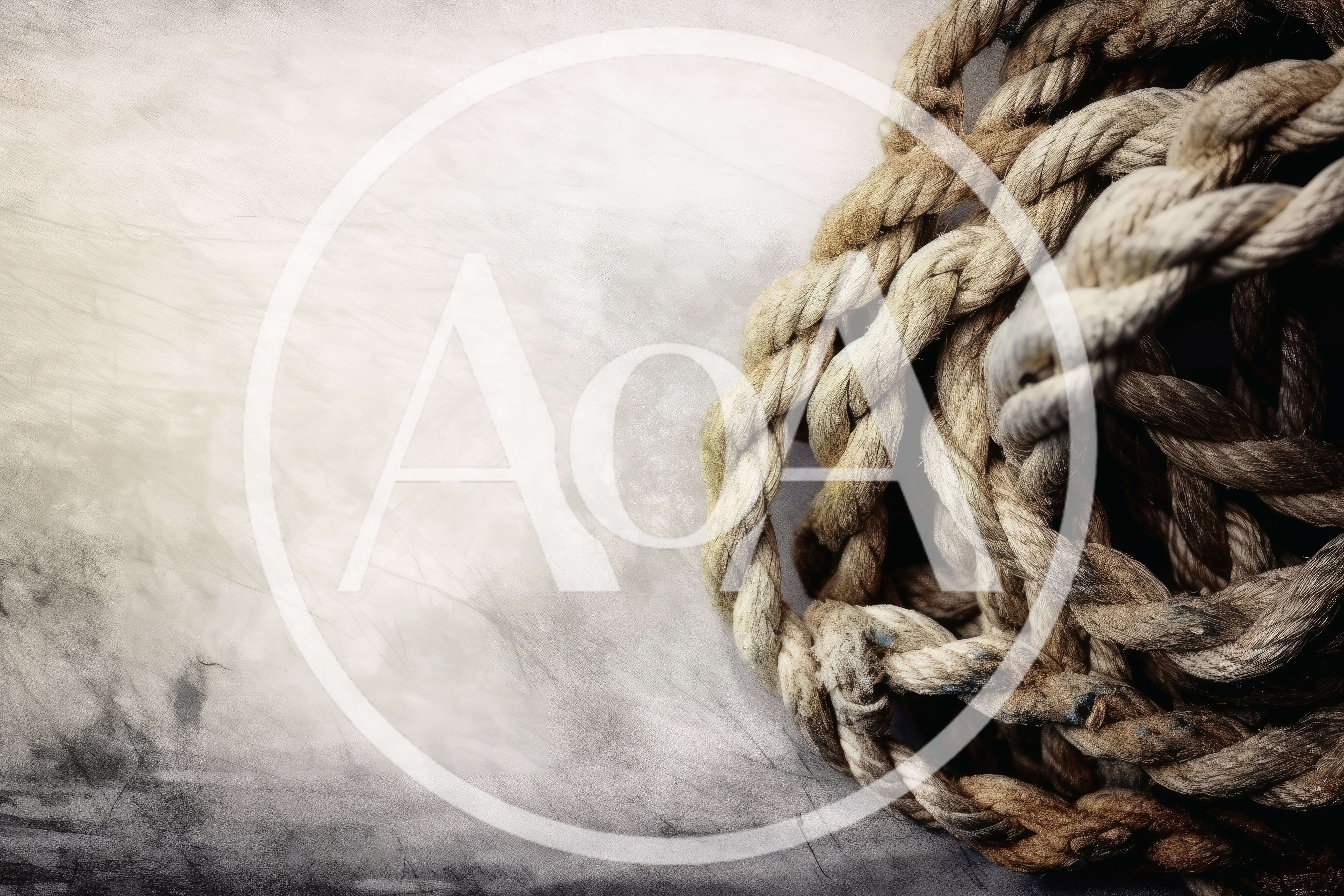 Coiled Weathered Rope on Textured Background