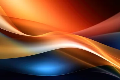 Abstract Golden Waves On Dark Blue Background