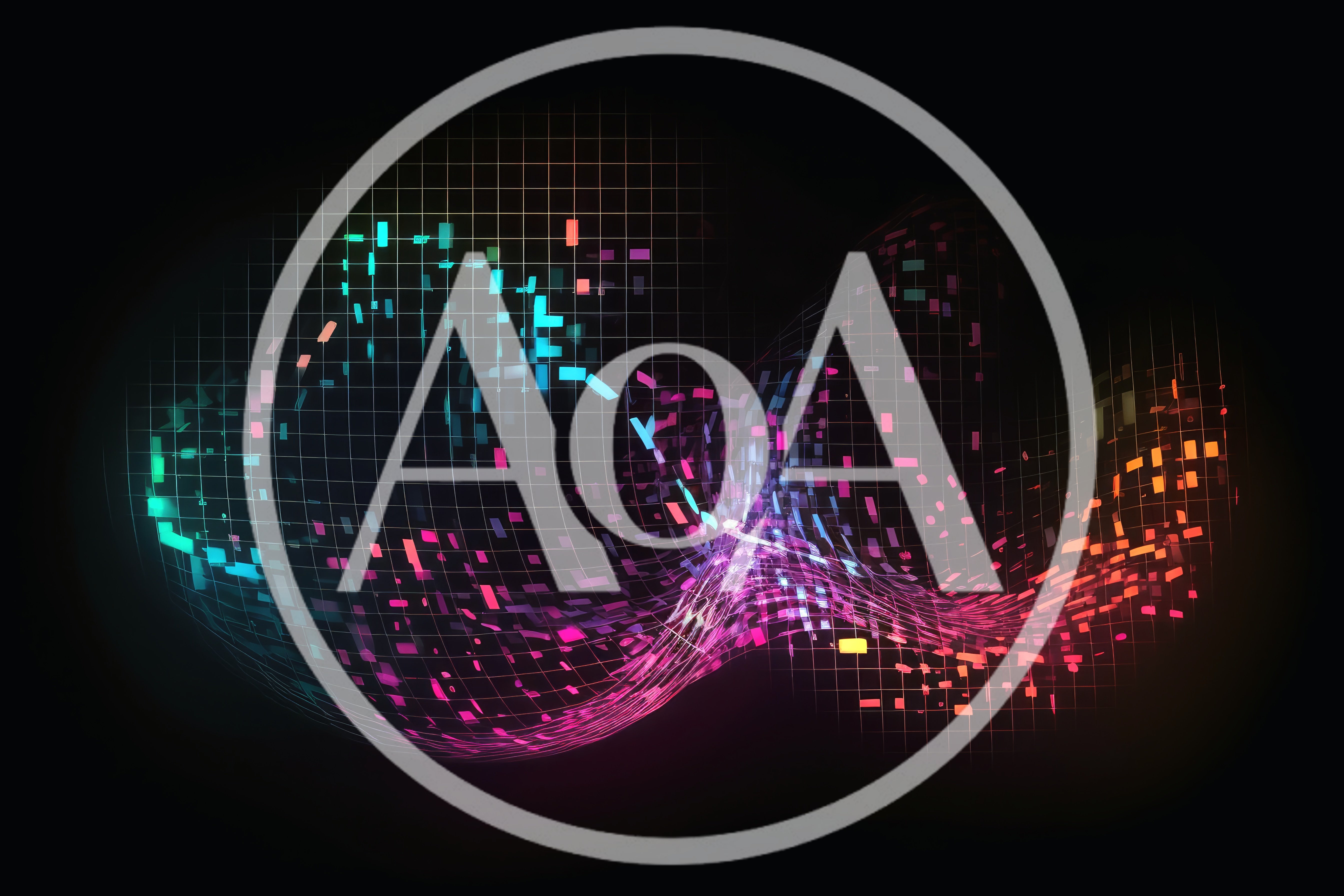Abstract Digital Grid With Glowing Particle Flow