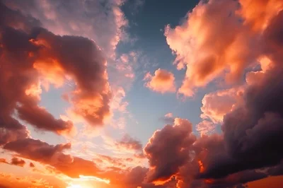 Dramatic Sunset Clouds With Vibrant Orange And Purple Hues