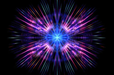 Abstract Neon Light Burst With Radial Symmetry