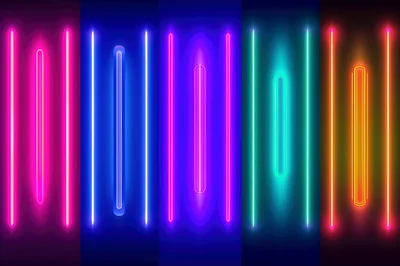 Vertical Neon Light Strips In Five Vibrant Colors