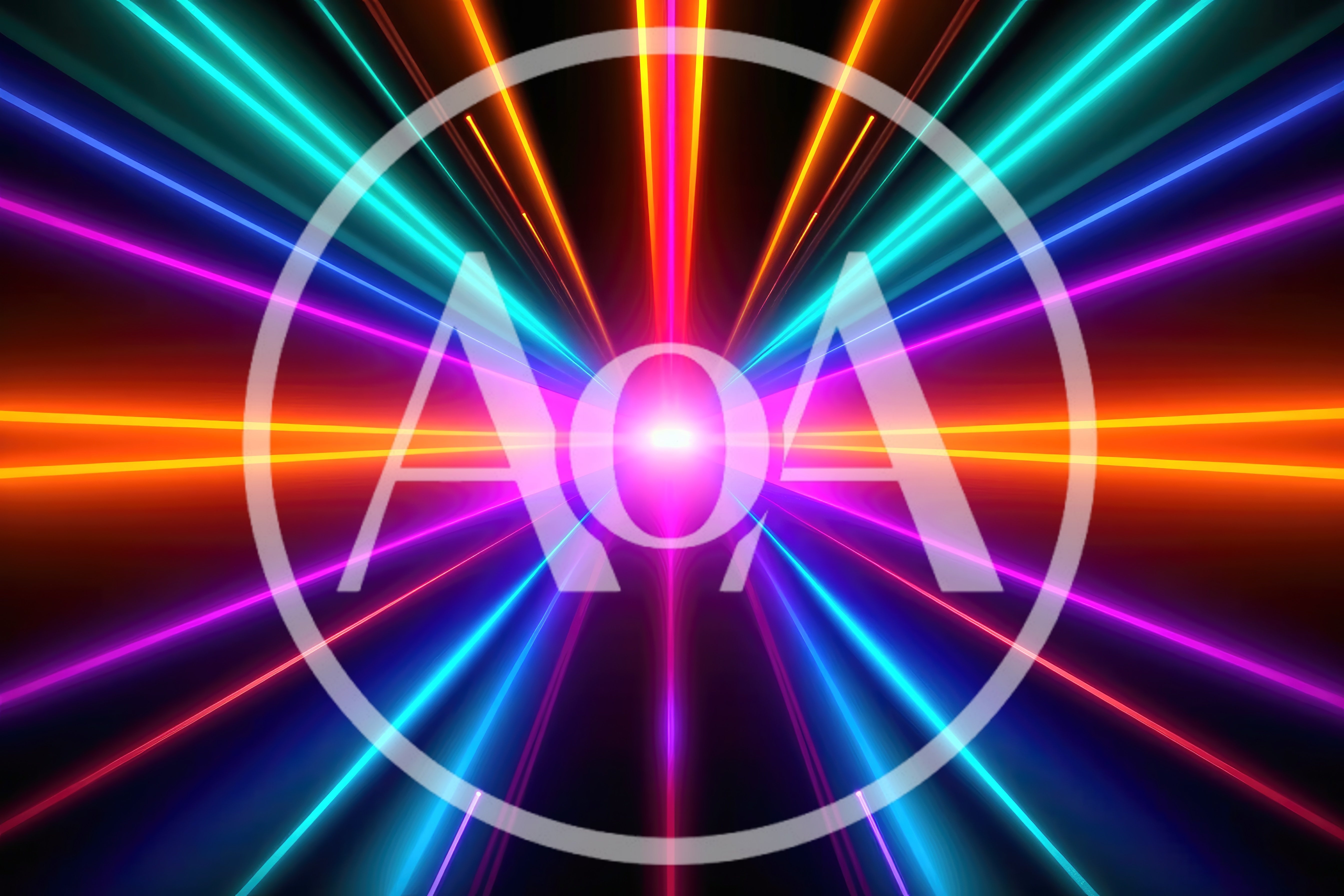 Abstract Neon Light Streaks With Central Glow