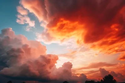 Dramatic Sunset Clouds With Vibrant Orange And Red Hues