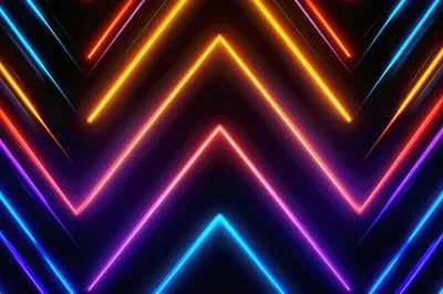 Abstract Neon Chevron Pattern With Glowing Light Trails