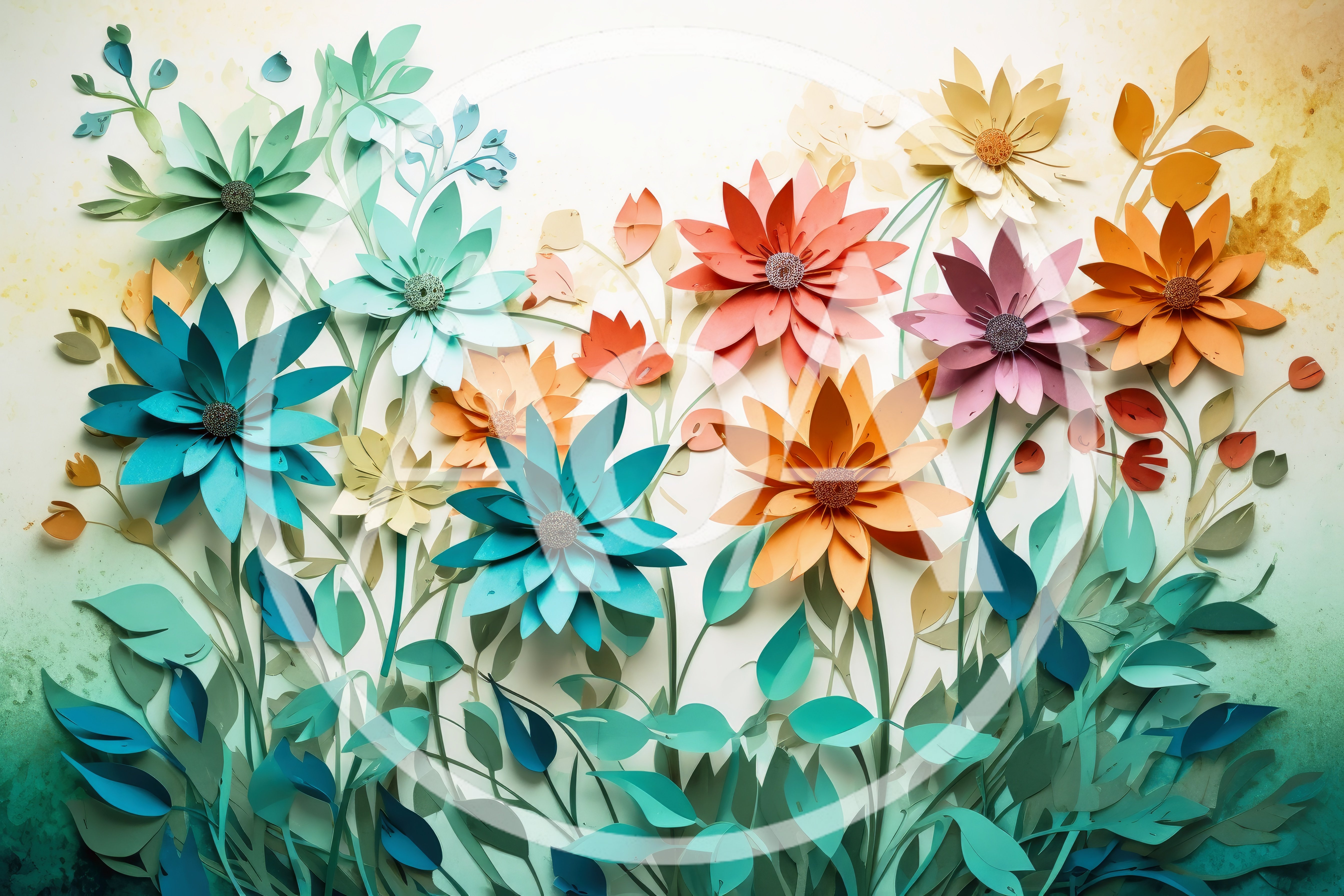 Paper Cutout Floral Illustration With Vibrant Flowers