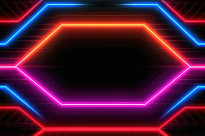 Neon Hexagonal Abstract Background With Glowing Light Lines