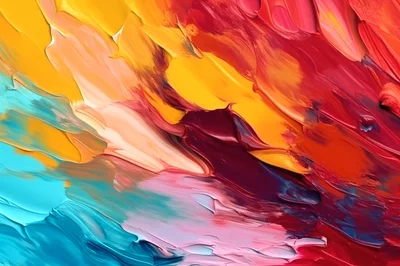 Abstract Oil Painting With Vibrant Impasto Brushstrokes