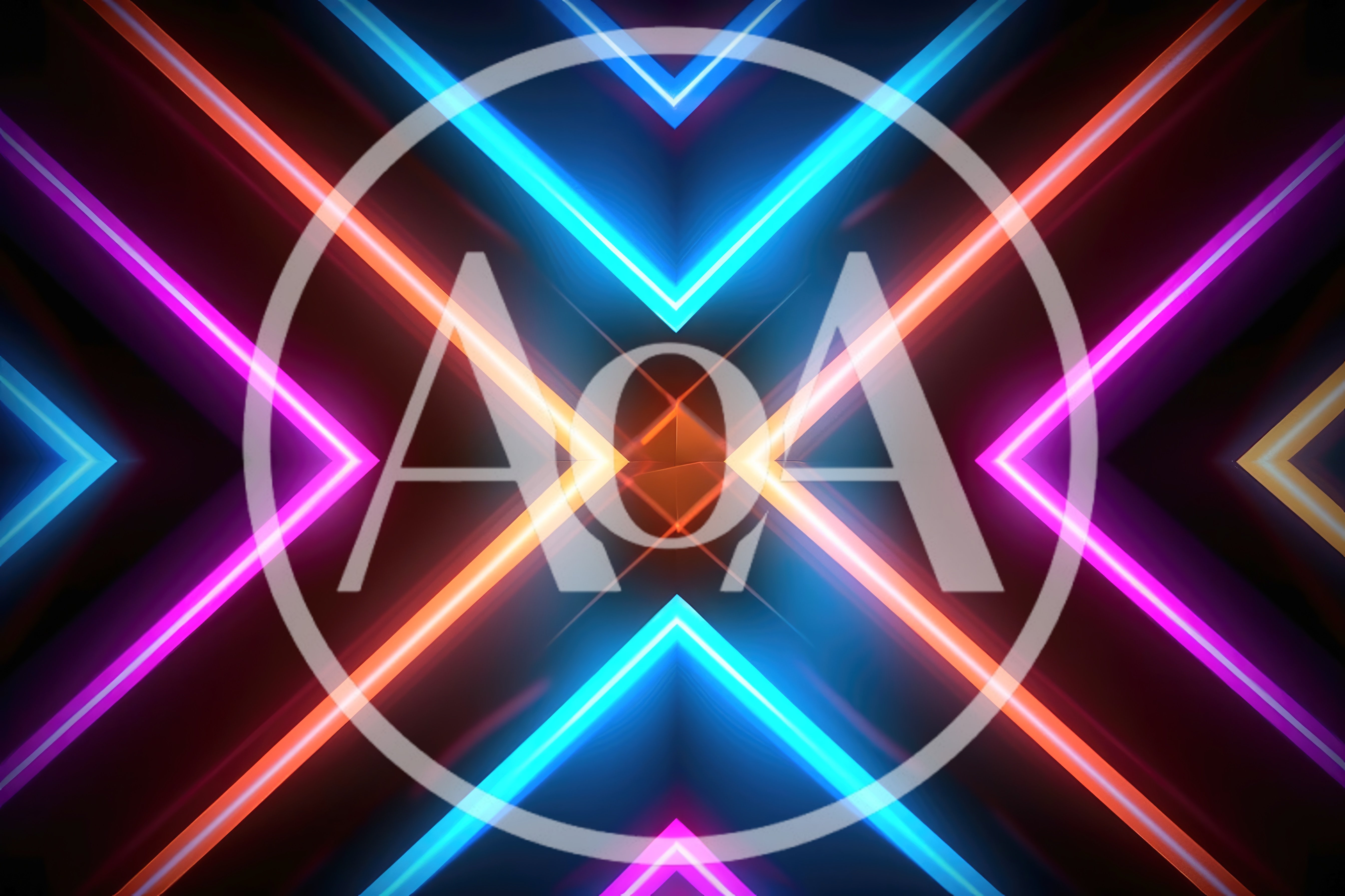 Abstract Neon Light Tunnel With Geometric X Patterns