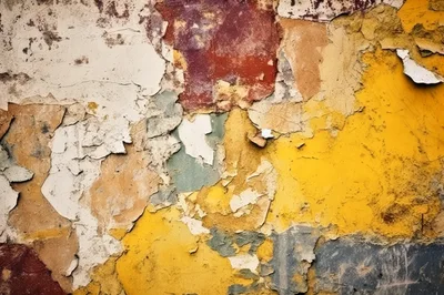 Weathered Wall With Peeling Layers Of Colorful Paint