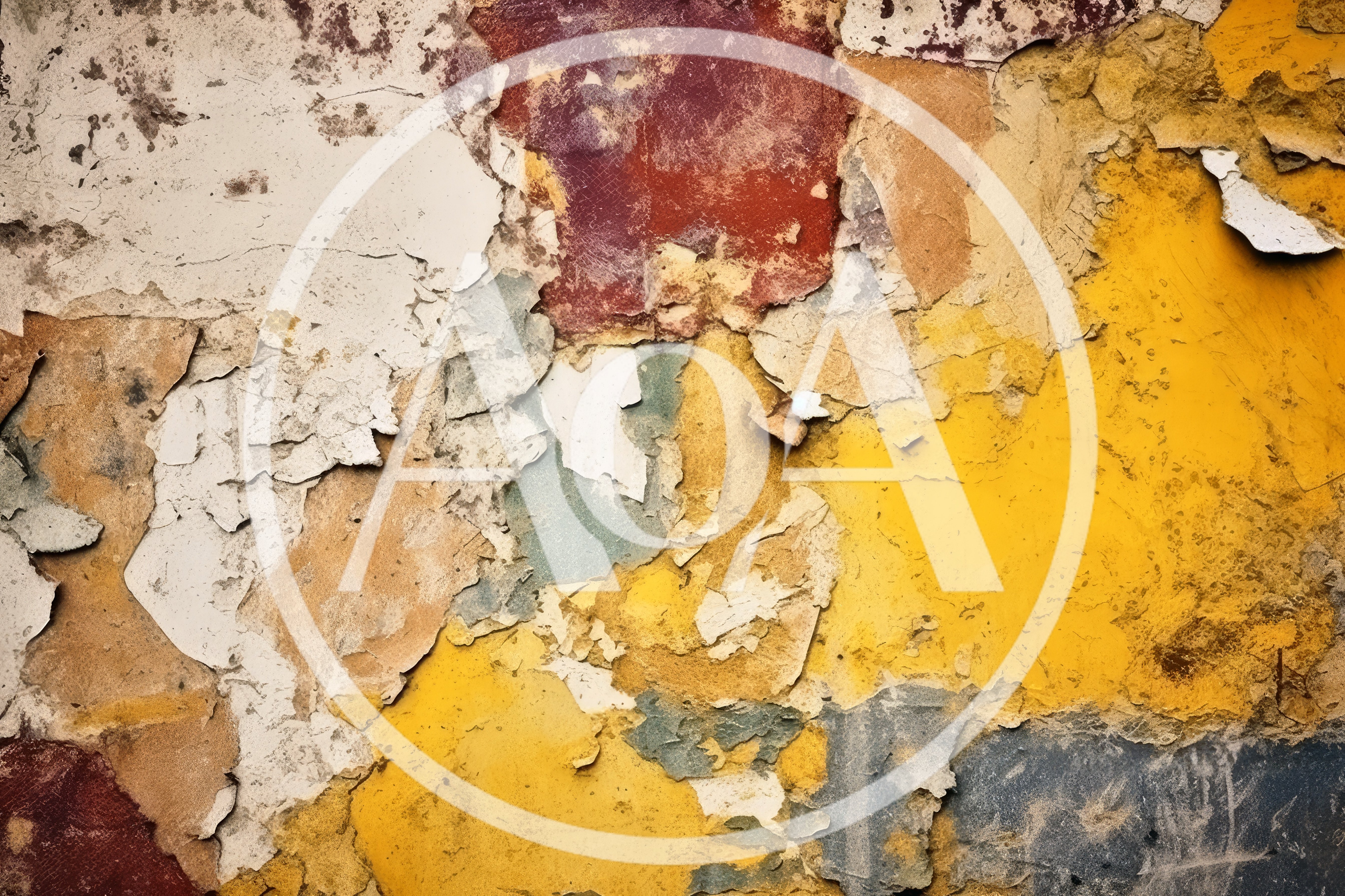 Weathered Wall With Peeling Layers Of Colorful Paint