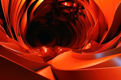 Abstract Red Organic Tunnel Structure