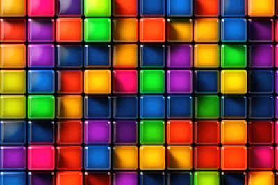 Abstract Background Of Glossy Colorful Square Tiles