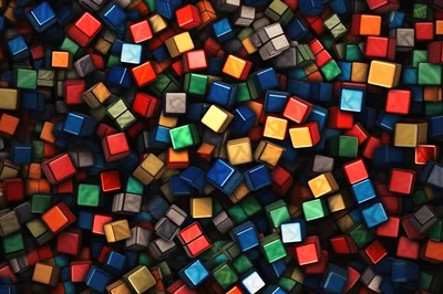 Abstract Background of Colorful Glossy Cubes