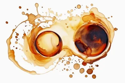 Coffee Stains and Splashes on White Background