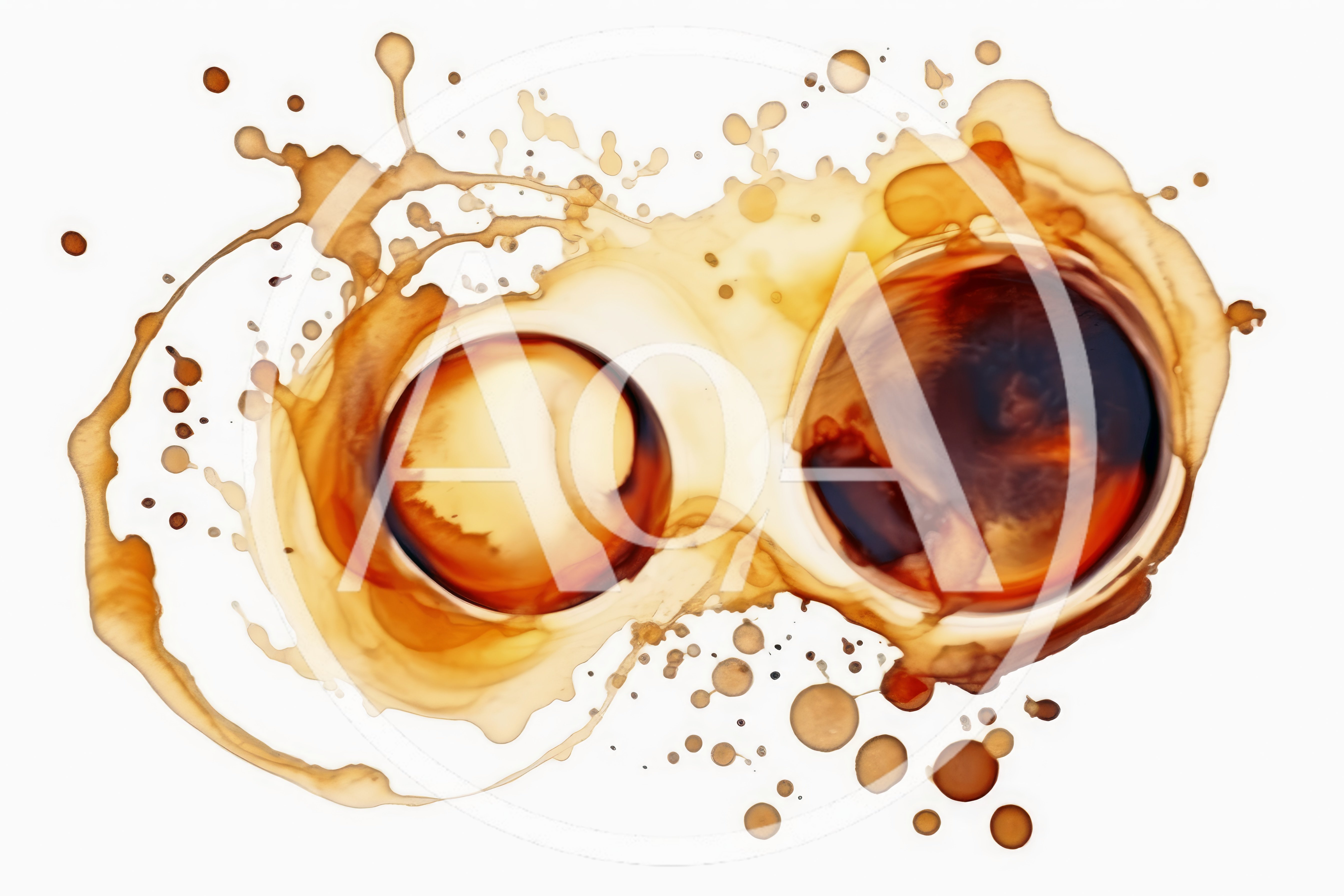 Coffee Stains and Splashes on White Background