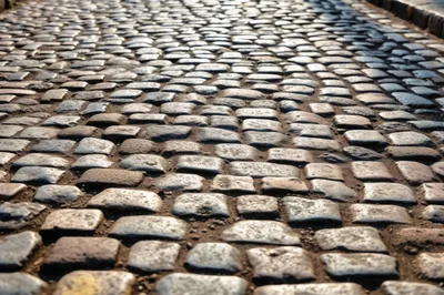 Close Up View Of Traditional Cobblestone Street Surface