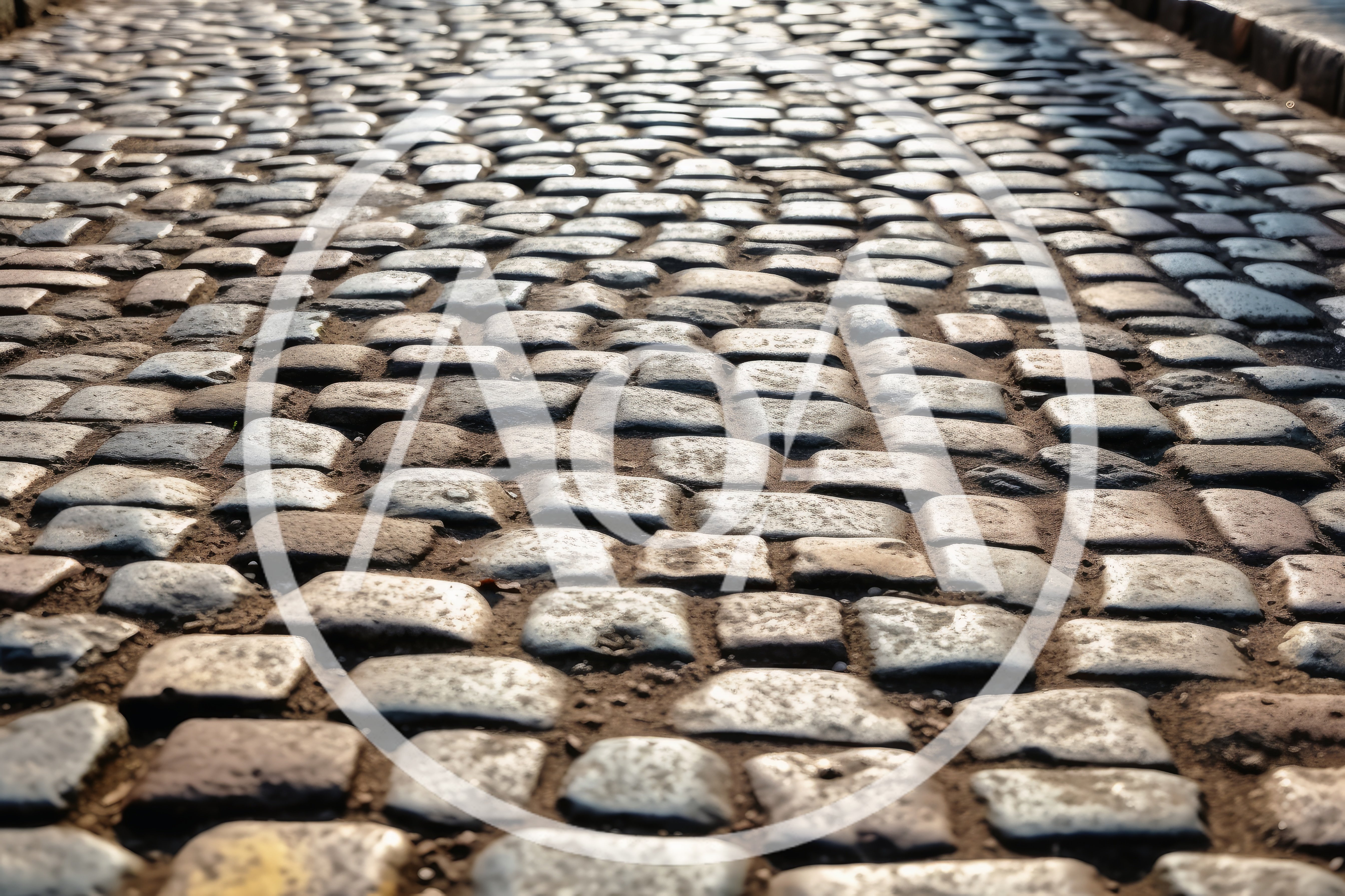 Close Up View Of Traditional Cobblestone Street Surface