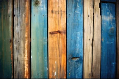 Vertical Weathered Wooden Planks With Colorful Painted Texture