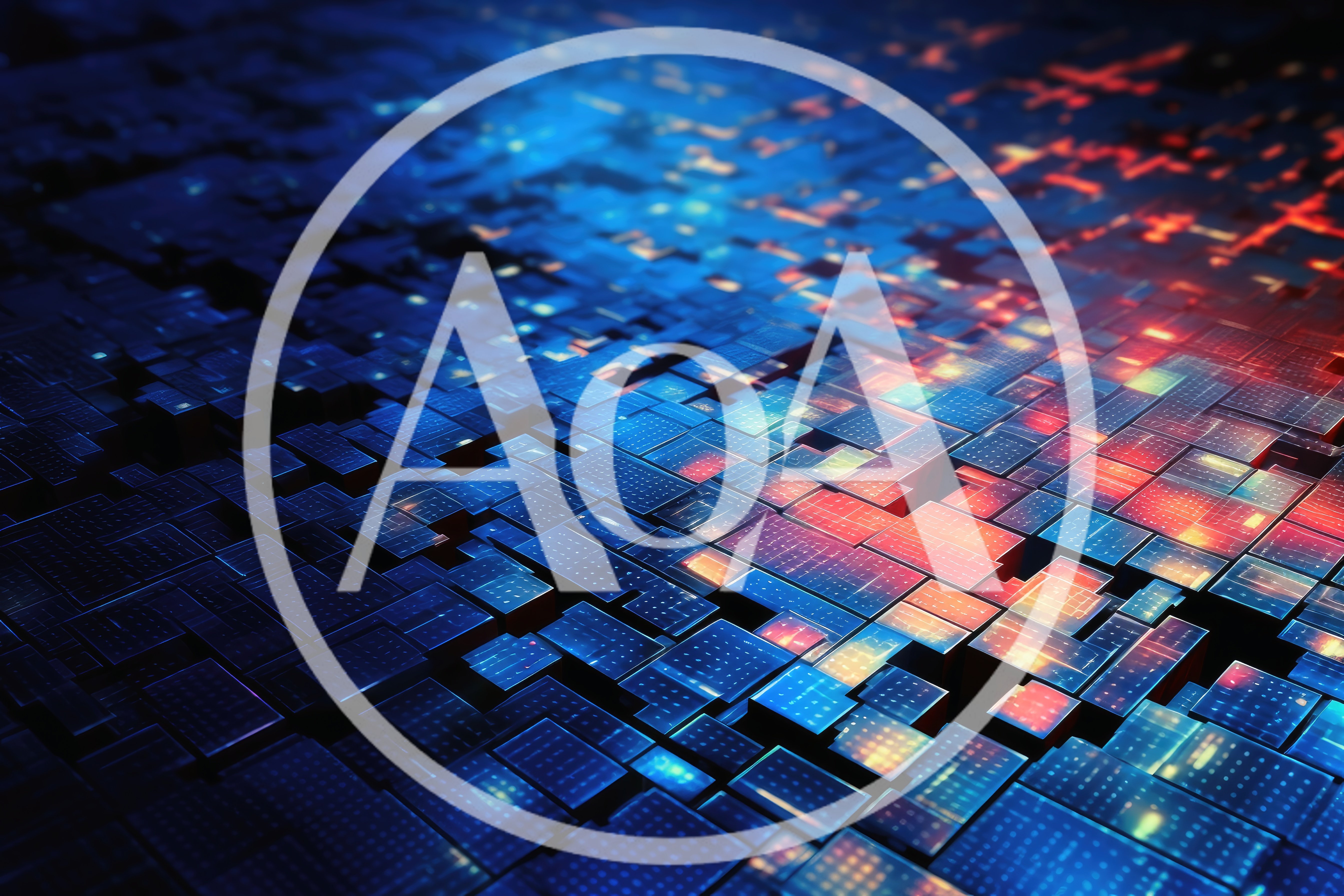 Abstract Digital Data Blocks With Glowing Network Connections