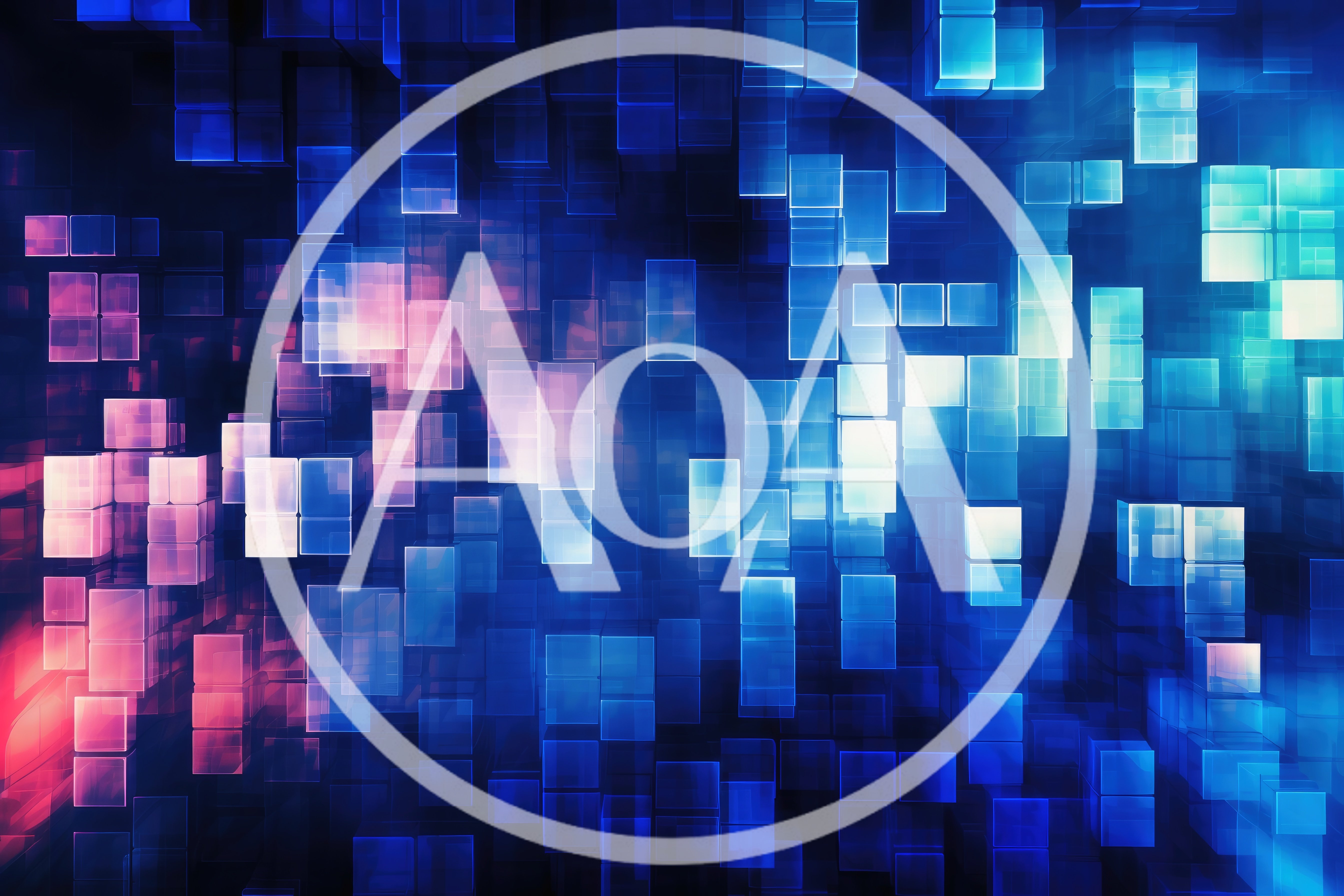 Abstract Digital Background With Glowing Blue And Pink Cubes