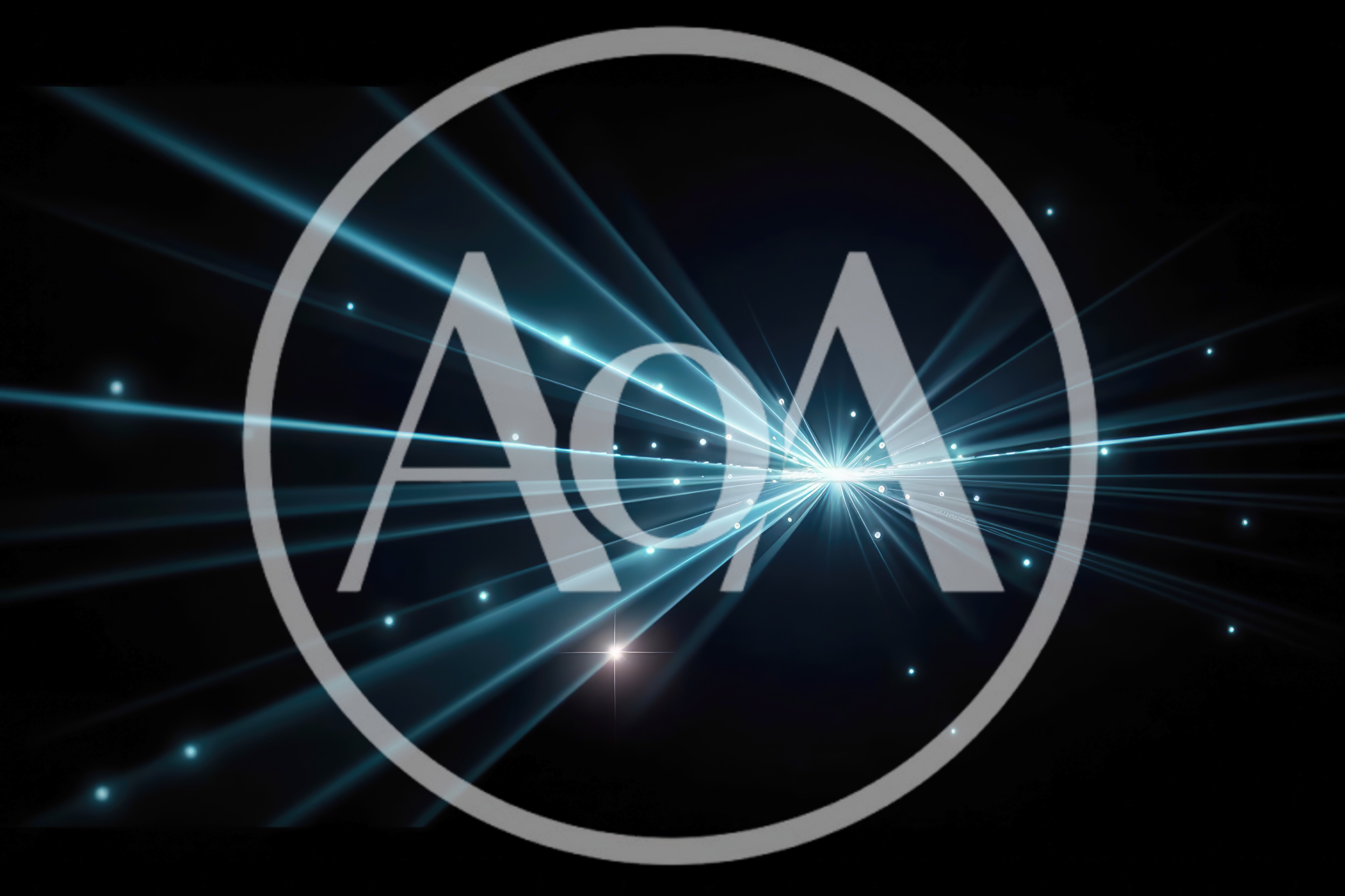 Abstract Blue Light Rays With Glowing Particles