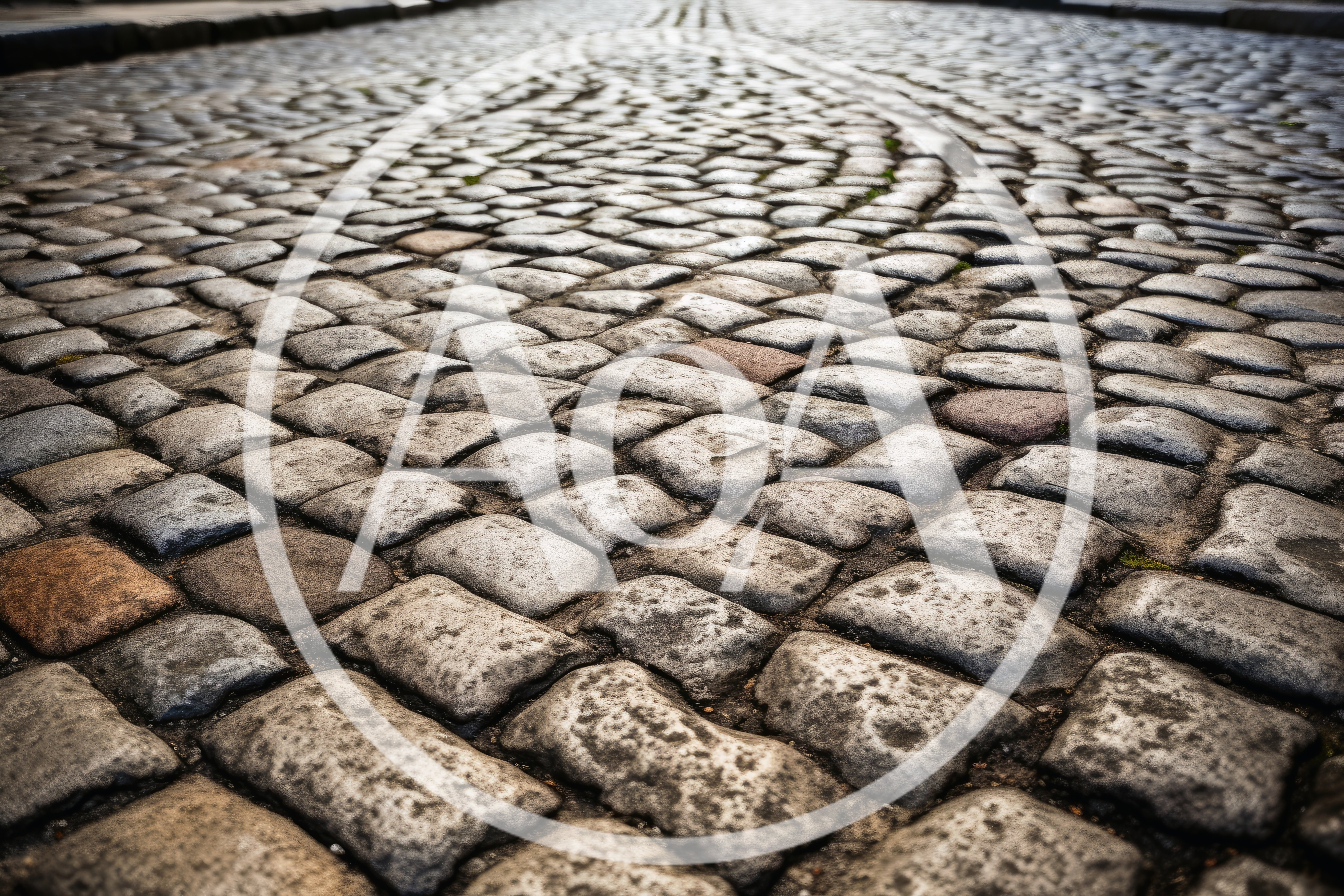 Close Up View Of Historic Cobblestone Street