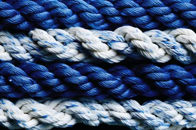 Close Up Of Braided Blue And White Nautical Ropes