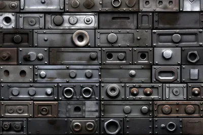 Industrial Metal Wall With Riveted Mechanical Panels