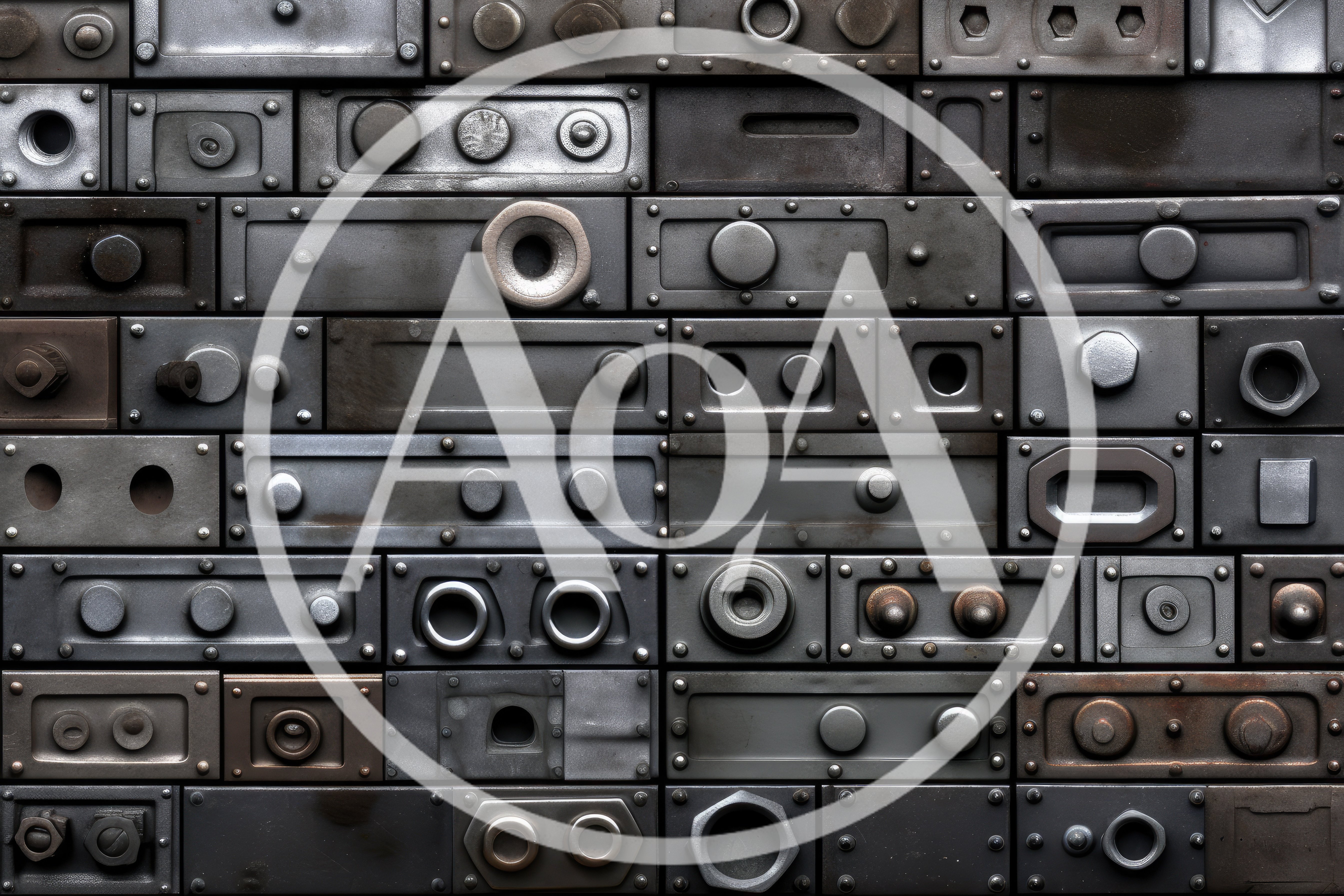 Industrial Metal Wall With Riveted Mechanical Panels